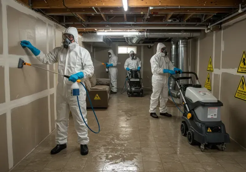 Basement Moisture Removal and Structural Drying process in Tucson Estates, AZ